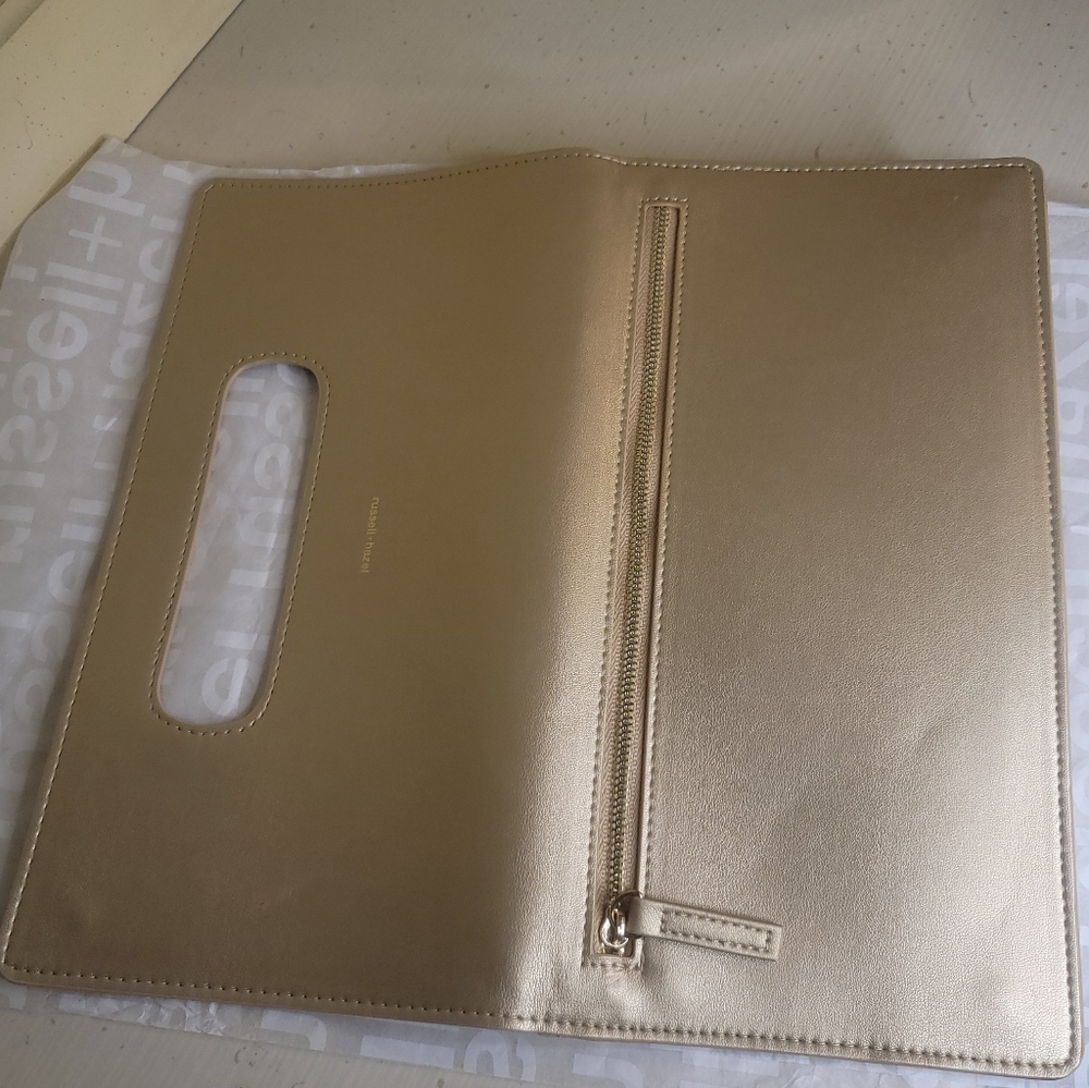 Gold Vegan Leather Clutch Bag & Wallet - Picture 8 of 13